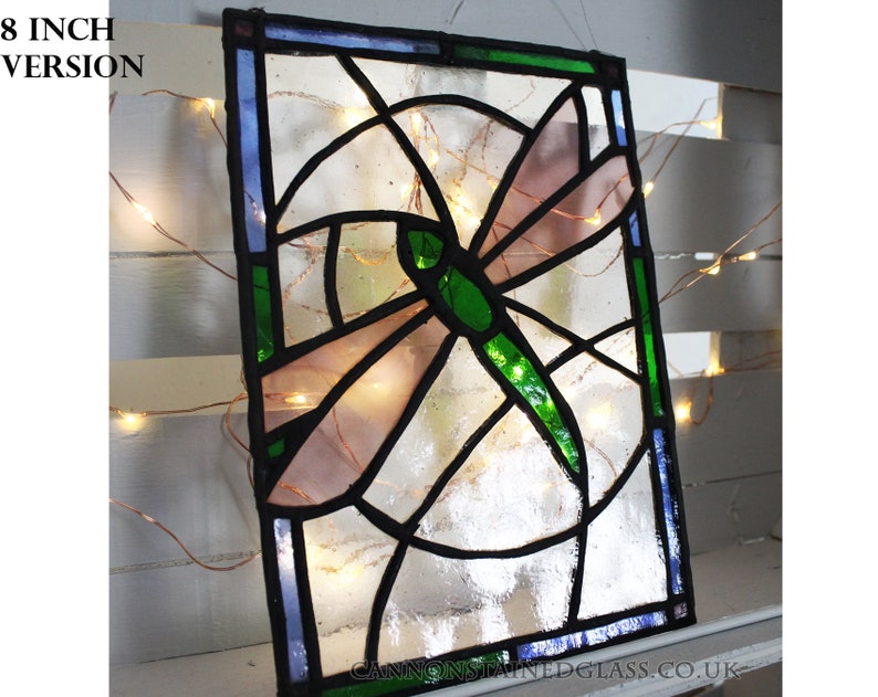 Dragonfly Stained Glass Panel for Wall Window or Suncatcher Etsy