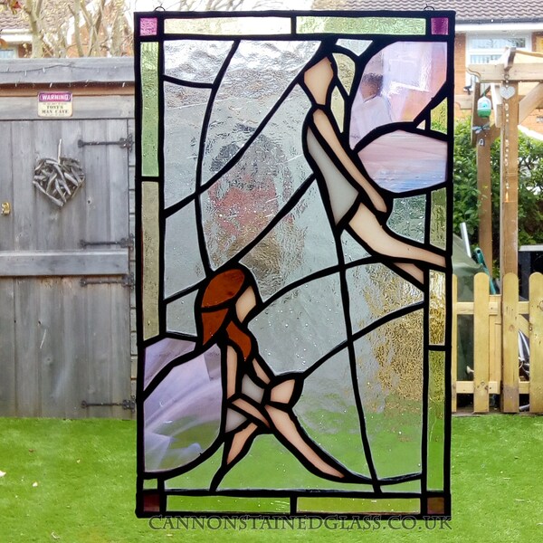 Fairy Stained Glass Panel, for wall, window or suncatcher Fairies Faerie