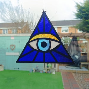 Glasmalerei Allsehendes Auge Fenster hängender Sonnenfänger, Auge der Vorsehung, Illuminati