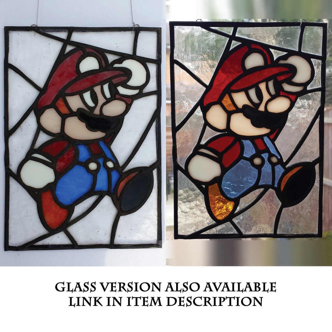 Super Mario Faux Stained Glass Panel / Hanger for wall Etsy