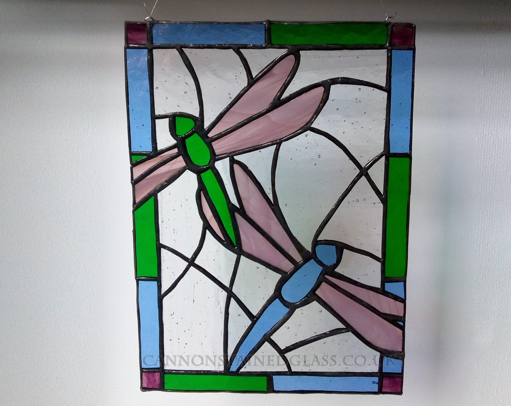 Dragonfly Stained Glass Panel for Wall Window or Suncatcher Etsy