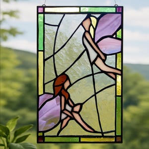 Fairy Stained Glass Panel, for wall, window or suncatcher Fairies Faerie