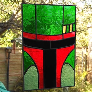 Boba Fett Stained Glass Panel, Star Wars, for wall, window or suncatcher