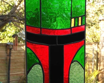 Boba Fett Stained Glass Panel, Star Wars, for wall, window or suncatcher