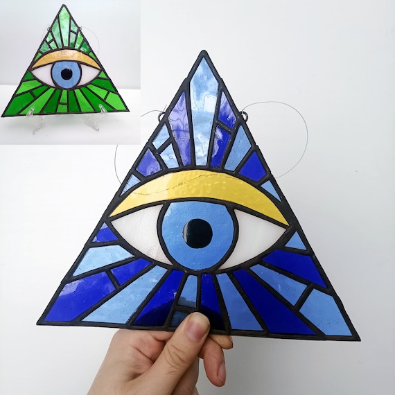 ステンドグラスパネル「眼」 全知の目／摂理の目ステンドグラスパネル、イルミナティ。 - Etsy 日本