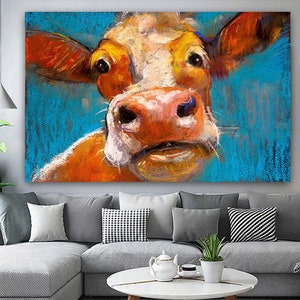 Gorgeous Cow Face Wall Art Wrapped Frame Printed Canvas or Poster Print Picture