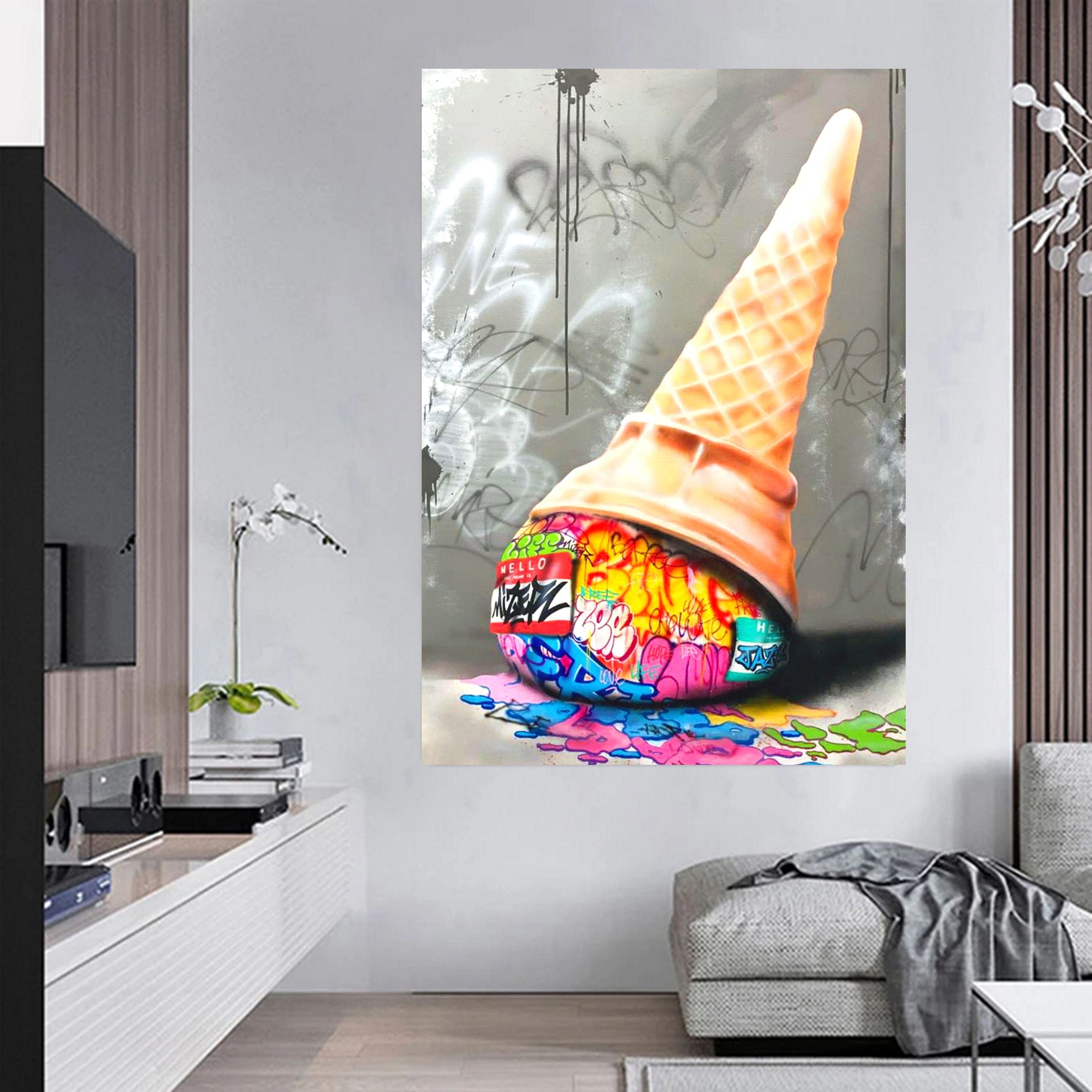 Graffiti Ice Cream Cone Wall Street Art Box Framed Printed Etsy UK