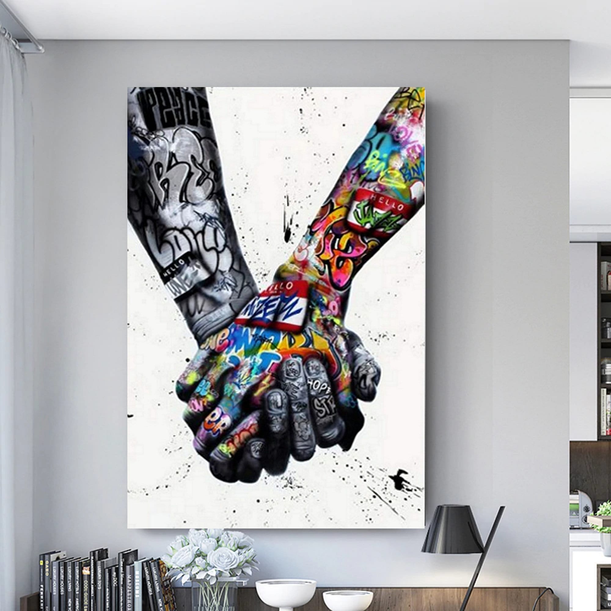 World Unity Holding Hands Graffiti Art Box Framed Printed Canvas - Etsy