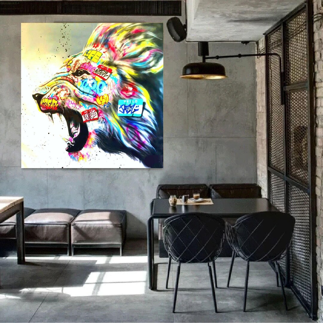 Graffiti Hear Me Roar Lion Street Art- Canvas Wall Art Print Picture ...