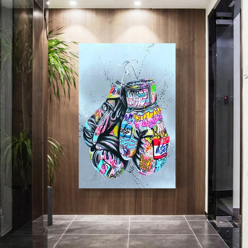 Boxing Gloves Graffiti Street Art Wrapped Frame Printed Canvas | Etsy UK