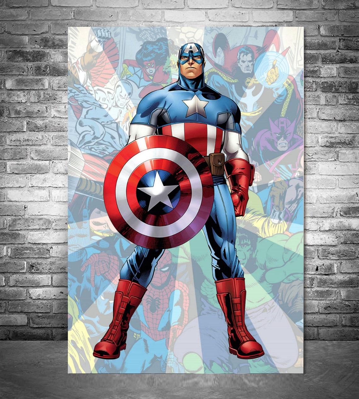 Captain America Canvas Wall Art Print Black and White Picture - Etsy UK