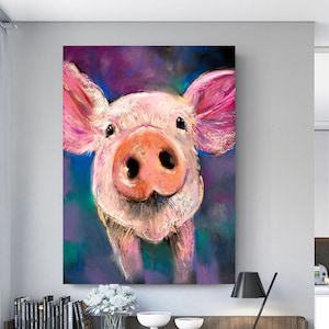 Gorgeous Piglet Pig Face Wall Art Wrapped Frame Printed Canvas or Poster Print Picture