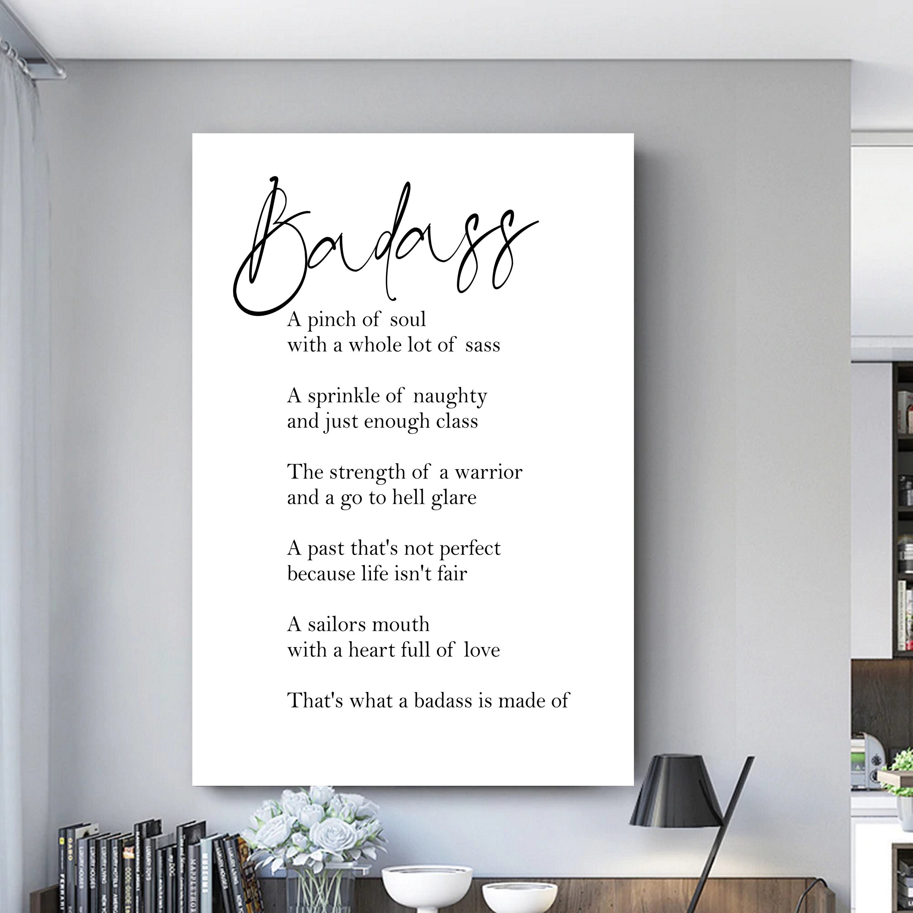 Badass quote writing Canvas wall Art Print Picture Deep Frame Etsy