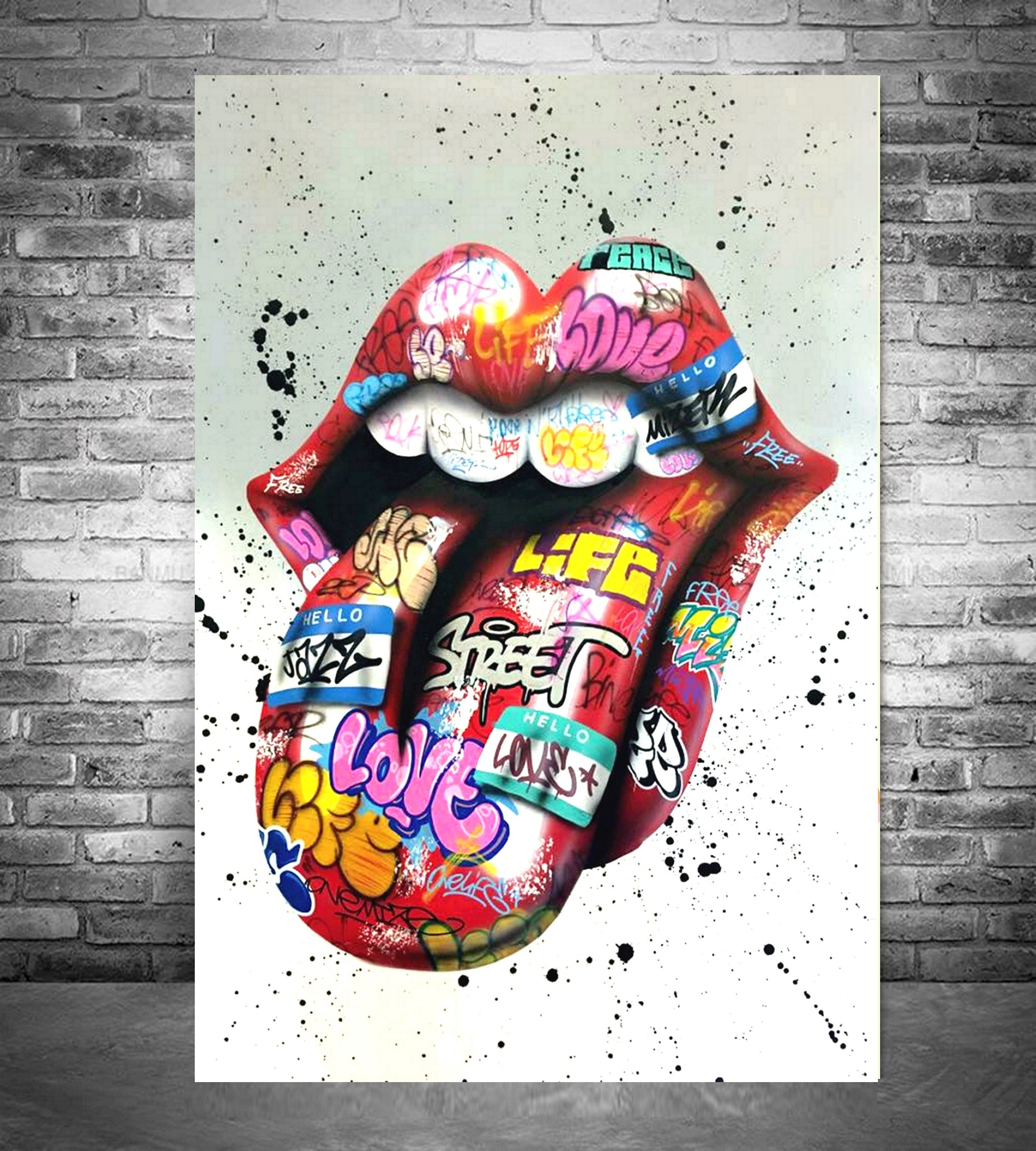 graffiti-tongue-street-art-printed-canvas-wall-art-or-poster-etsy