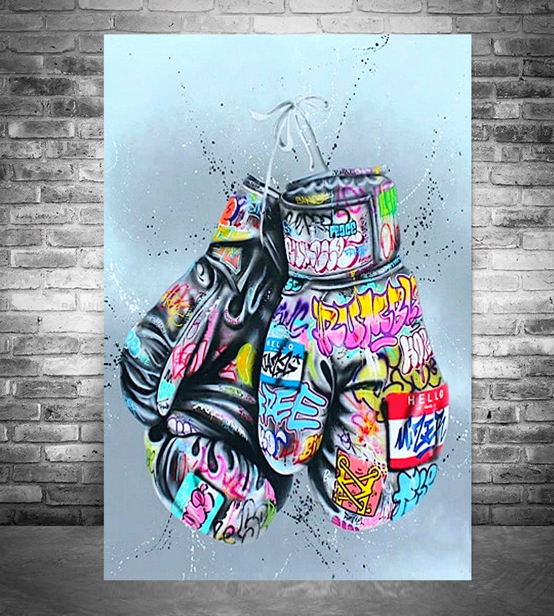 Boxing Gloves Graffiti Street Art Wrapped Frame Printed Canvas Etsy UK