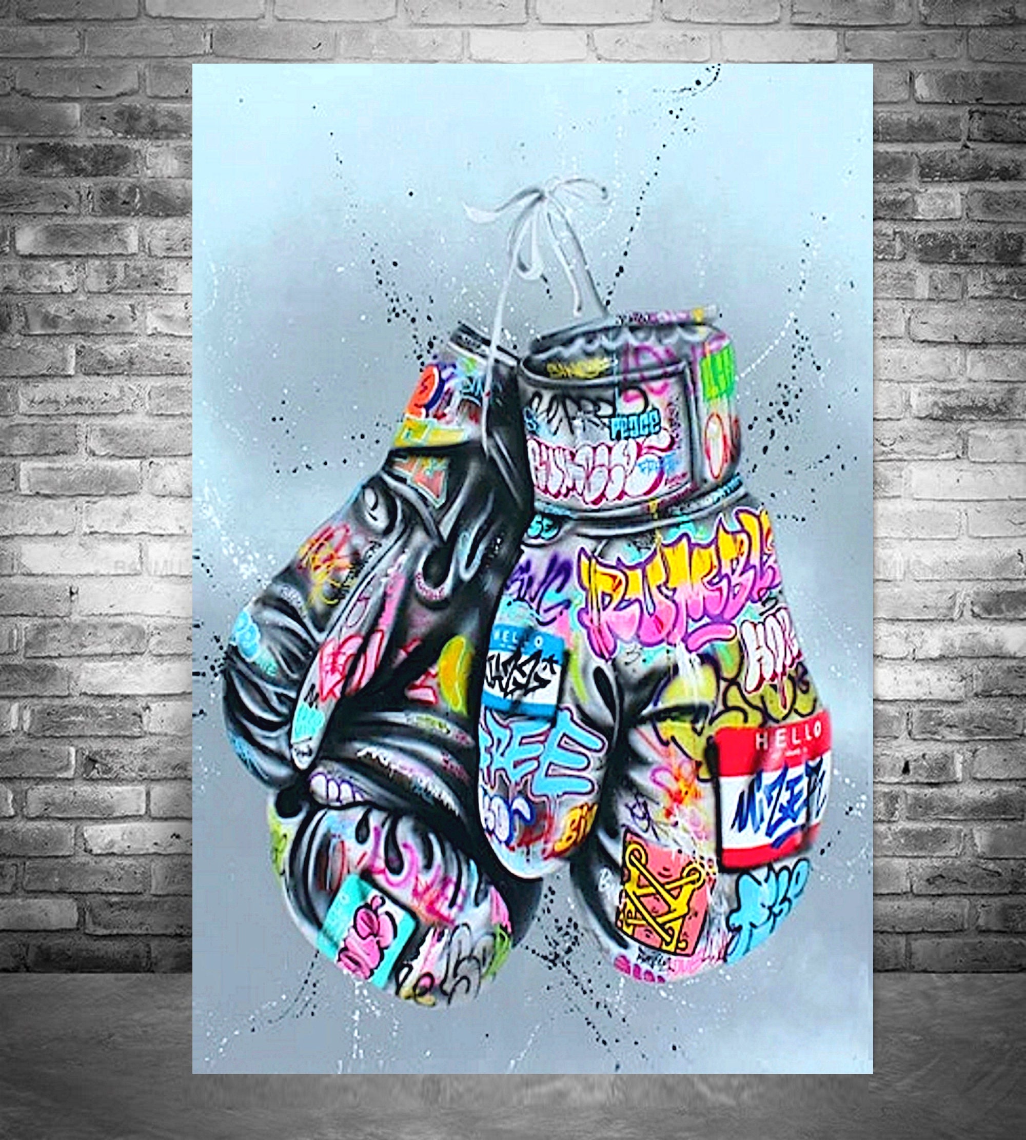 Boxing Gloves Graffiti Street Art Wrapped Frame Printed Canvas | Etsy UK