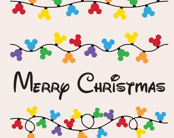 Mickey Christmas Lights, Merry Christmas Walt Font, Svg, Eps, Jpg, Dxf, Png Instant Download
