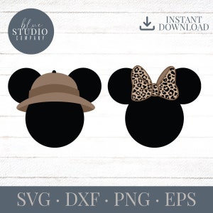 Safari Mickey and Minnie Animal Kingdom, Vinyl, Png, Eps, Svg, Dxf, Instant Download