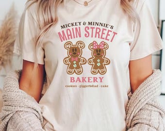 Mickey & Minnie's Main Street Bakery Logo T-Shirt Design, Christmas Holiday Gingerbread Cookies, Svg, Eps, Jpg, Dxf, Png Instant Download