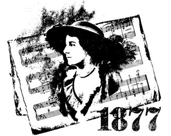 EZ Mounted Rubber Stamp Victorian 1877 Woman Background Sheet of Music Altered Art Craft Scrapbooking Cardmaking Collage Supply.