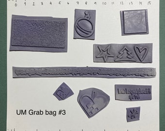 UnMounted Grab Bag Rubberstamp Backgrounds Mixed Christmas Winter Word Craft Cardmaking Mixed Media Collage Supply