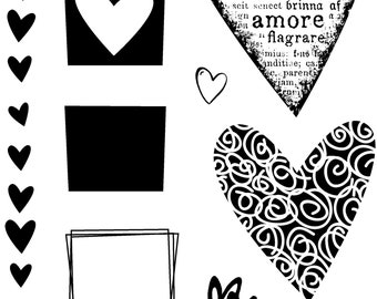 Clear Stamp // Hearts // Heart Wedding Rings Love Celebration // Altered Art Craft Scrapbooking Cardmaking Collage Supply