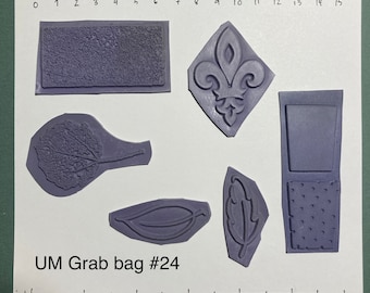 UnMounted Grab Bag Rubberstamp Mix Backgrounds Fleur de Lys Leaf Flower Craft Cardmaking Mixed Media Collage Supply