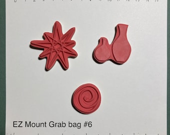 EZ Mounted Grab Bag Rubber Stamp Retro Vase Star Swirl Cardmaking Mixed Media Collage Supply