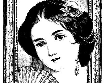 EZ Mounted Rubber Stamp Victorian 1800s Woman Portrait Altered Art Craft Scrapbooking Cardmaking Collage Supply.