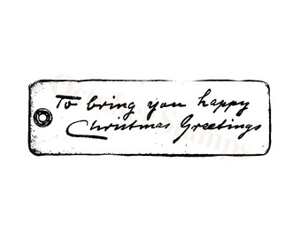 EZ Mounted Rubber Stamp Vintage Style Christmas word ”To bring you happy…”  Altered Art Craft Scrapbooking Cardmaking Collage Supply