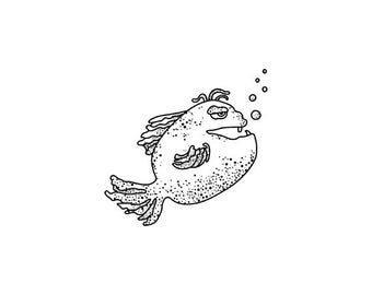 EZ Mounted Rubber Stamp Chubby Fantasy Fish Altered Art Craft Scrapbooking Cardmaking Collage Supply