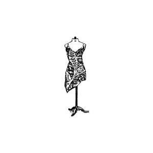 EZ Mounted Rubber Stamp Vintage Style Woman's Dress on Mannequine Altered Art Craft Scrapbooking Cardmaking Collage Supply. image 1