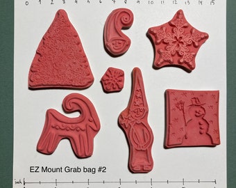 EZ Mounted Grab Bag Rubber Stamp Winter Snow X-mas Tree Craft Cardmaking Mixed Media Collage Supply