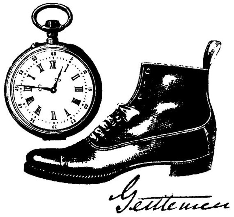 EZ Mounted Rubber Stamp Edwardian 1900s Gentlemen Collage with Shoe Watch Altered Art Craft Scrapbooking Cardmaking Collage Supply. image 1