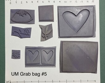 UnMounted Grab Bag Rubberstamp Mix Background Leaf Cake Hearts Craft Cardmaking Mixed Media Collage Supply