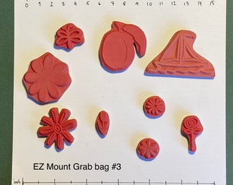 EZ Mounted Grab Bag Rubber Stamp Flowers Sailing boat Plum Craft Cardmaking Mixed Media Collage Supply