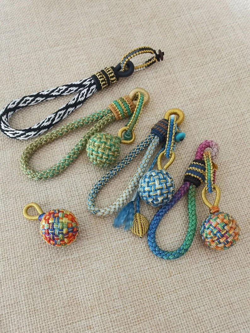 Multicolored Ocean Waves Rope Braided Keychain, Handmade Nylon Key ...