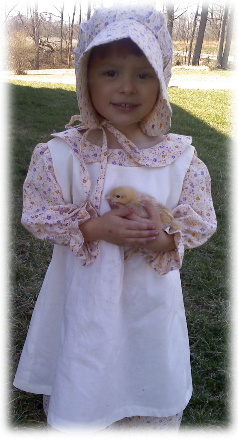 Pioneer Dress and Apron Pattern CHILD SIZE with FREE Video