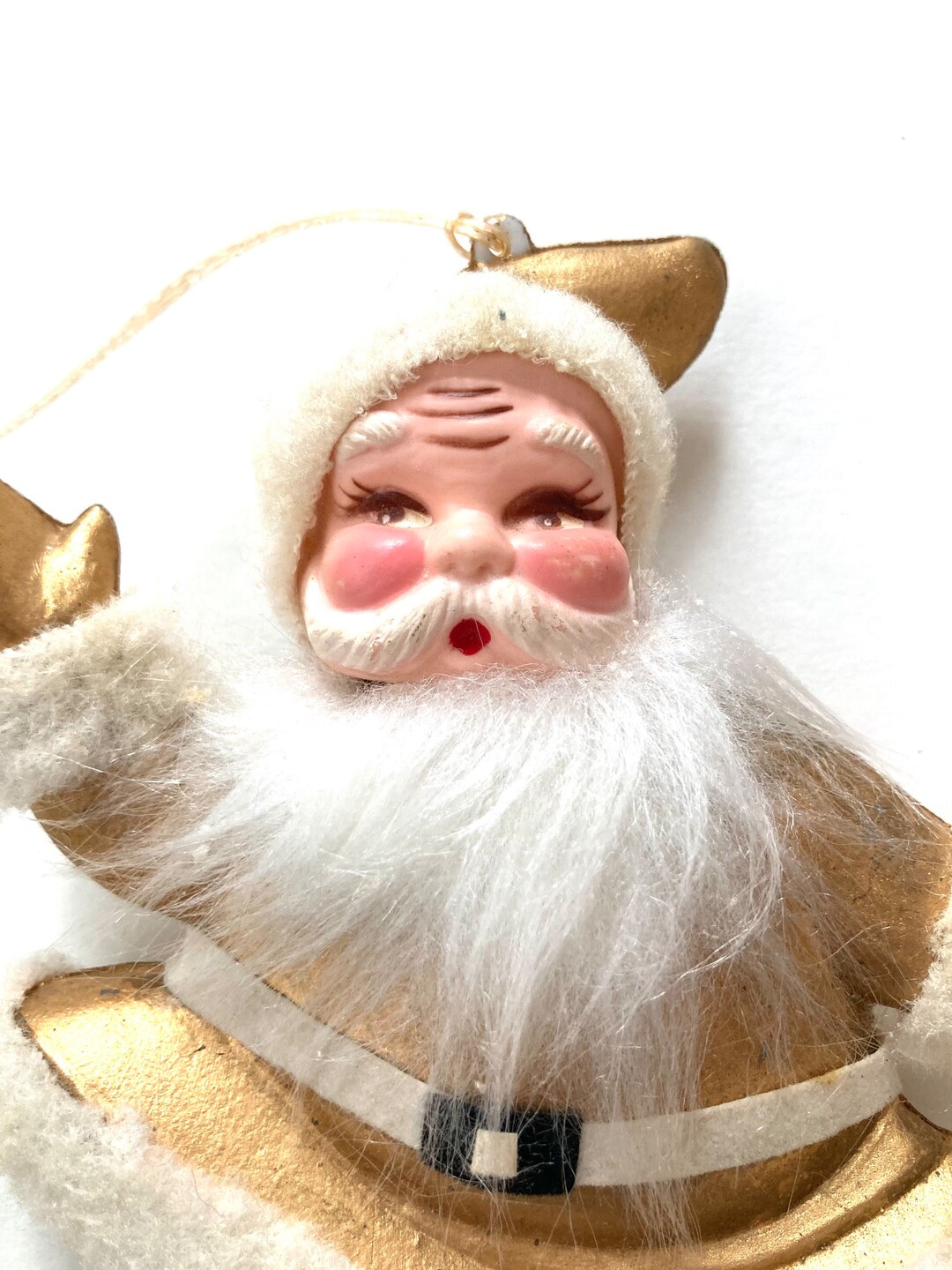 Paper Mache Santa Ornament Etsy
