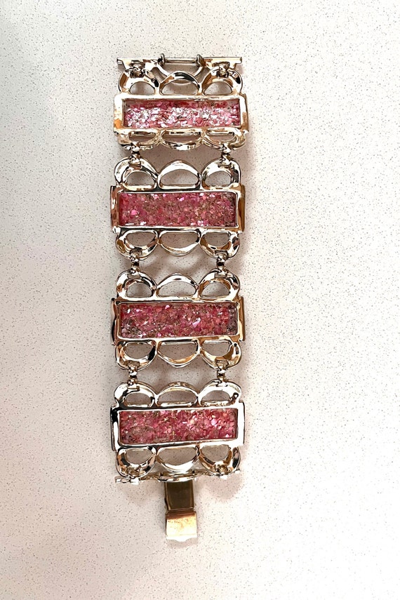 Pink Confetti Lucite Bracelet 1950's - image 7