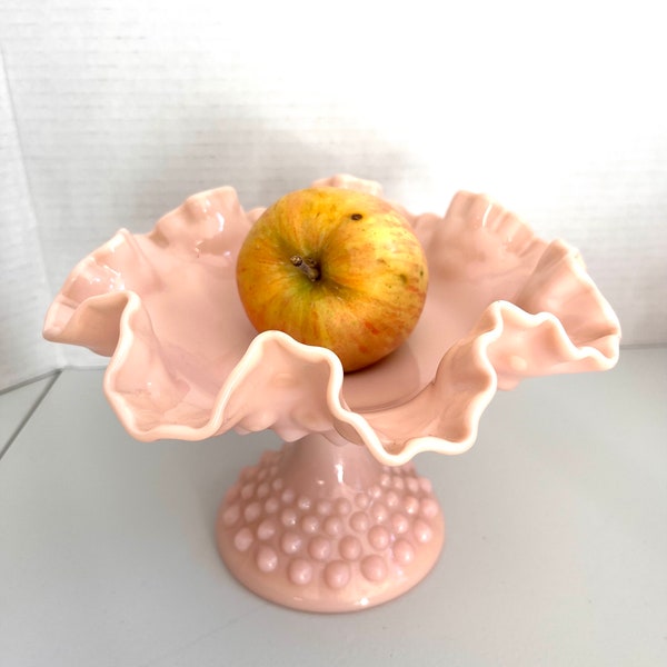 Fenton Glass Hobnail Rose Pastel Comport