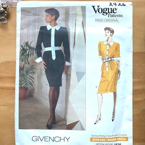 Givenchy Vogue Pattern 2426, Lined Dress, 14-16-18