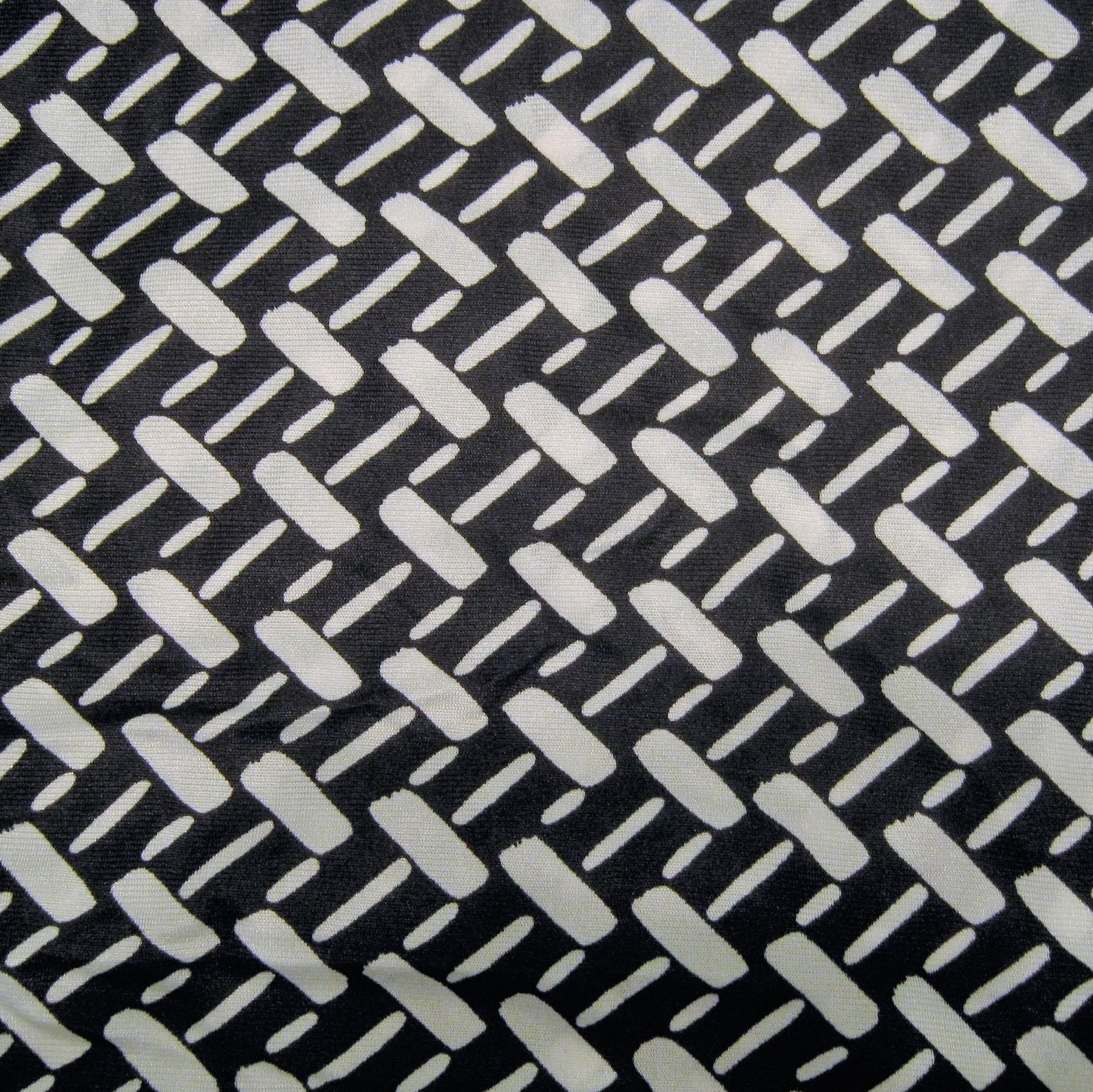 Bold Geometric Print Fabric Black and White Silky Nylon Etsy