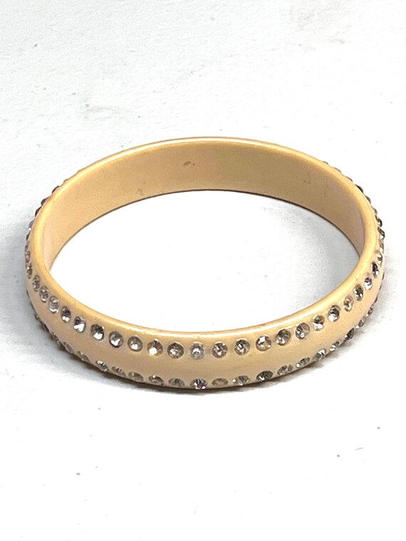 Celluloid Rhinestone Bangle Bracelet, Vintage 194… - image 5