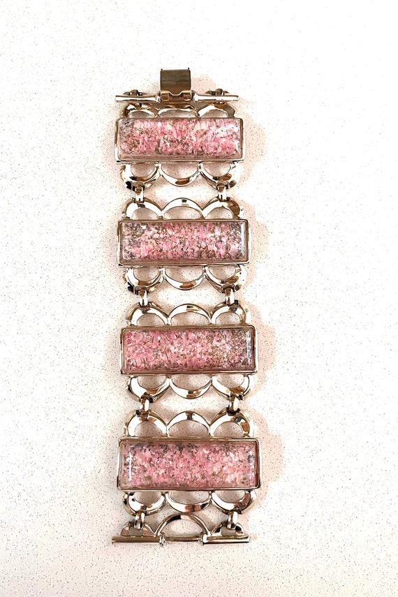 Pink Confetti Lucite Bracelet 1950's - image 9