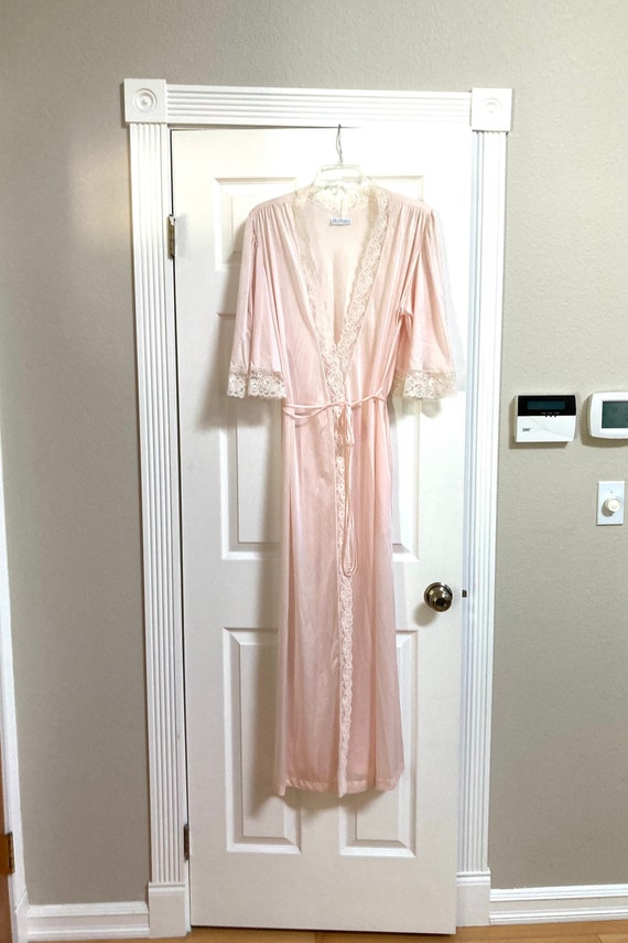 Miss Elaine Long Pink Robe With Lace Size Large Vintage Etsy