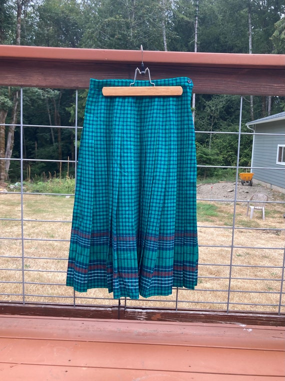 Pendleton Green Plaid Wool Skirt