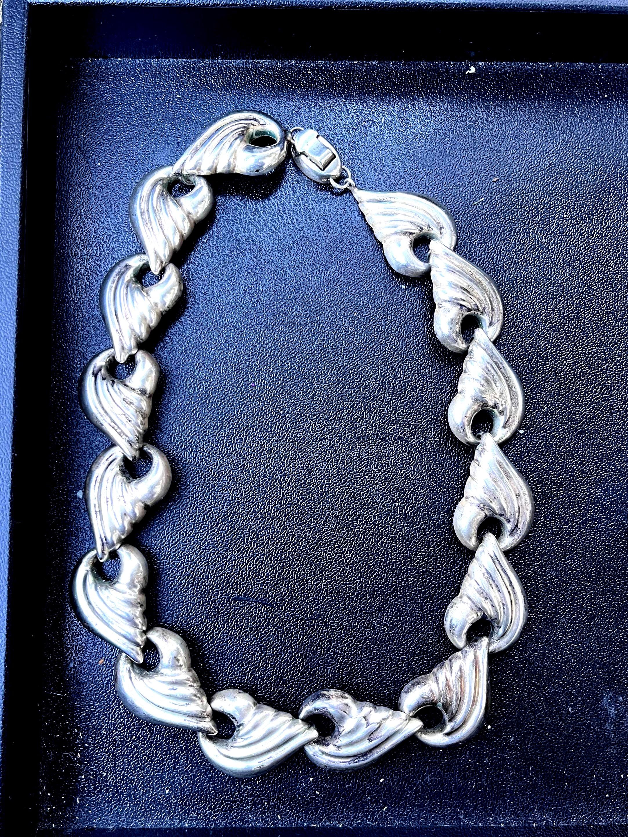 Vintage Silver Swirl Link Necklace 925, 72 Grams - Etsy