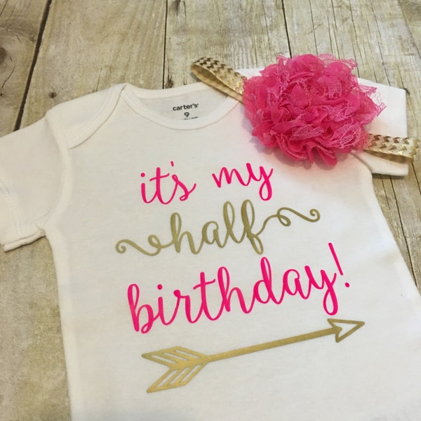 Half Birthday Onesie | 6 Month Birthday Onesie | Half Birthday Outfit | Baby Girl Outfit | Baby Girl Halfway to One Outfit