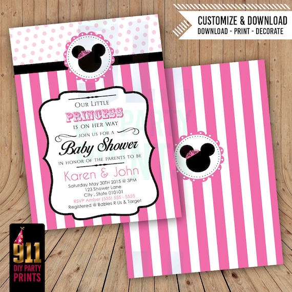 minnie mouse baby shower invitations party city